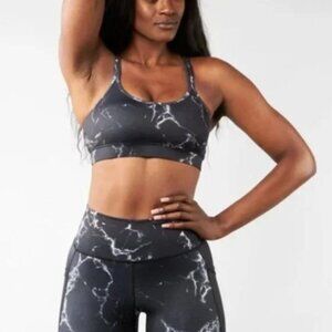 BUFFBUNNY COLLECTION BLACK MARBLE SPORTS BRA SMALL